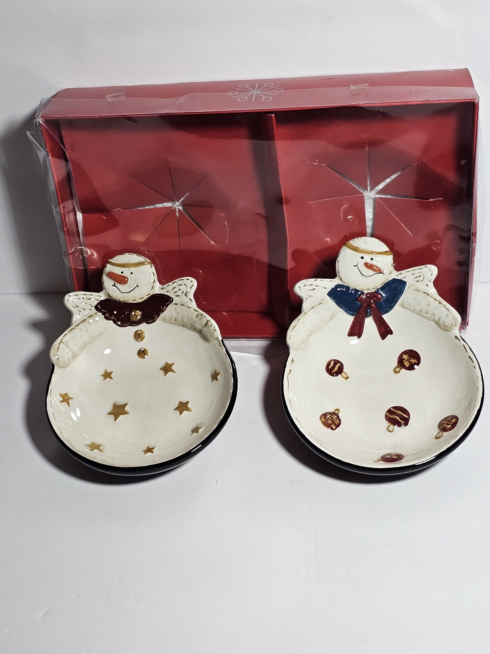 Sonoma Life Styles 5 In. Christmas Angel Snowman Holdiay Candy Dish/Trinket Dish